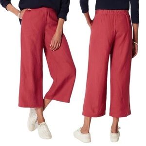 J.Jill Linen Stretch Wide Leg Pants Rust Orange Natural Fibers Sz XL